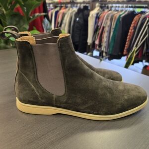 Loro Piana Olive Suede Ankle Boots